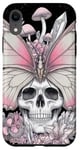 Coque pour iPhone XR Tête squelette champignon papillon – Botanique gothique