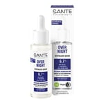 SANTE Naturkosmetik Sérum à l'olive bio, à l'acide hyaluronique et à l'aloe vera bio pour une peau revitalisée intensément et une sensation de douceur pendant la nuit, sérum revitalisant Overnight 30