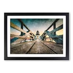 Big Box Art Lighthouse at The Piers End Painting Framed Wall Art Picture Print Ready to Hang, Black A2 (62 x 45 cm)