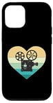 Coque pour iPhone 12/12 Pro Projecteur de cinéma en forme de cœur avec inscription « Ich liebe Kino »