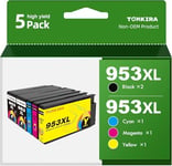 5 Combo Pack 953 XL 953XL Ink Cartridges Multipack Remanufactured for HP 953XL Ink Cartridges for HP 953 Ink Cartridges Compatible for HP Officejet Pro 7720 7740 8710 8210 8715 8720 7730 8730 Printers