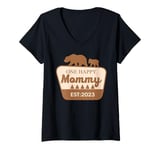 Womens One Happy Mommy Happy Camper Matching Family Birthday V-Neck T-Shirt