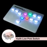 Flatbox Arcade Stick Contrmatérielle Pour Pc,Pico Mini Style,Hot Swi-Kailh,Hitbox,Fpackage Stick,Ps3,Switch Leverless - Type Led-Pink Switch A-Red Keycap