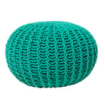 Pouf Rond en Coton Vert Émeraude à Billes de Polystyrène Coussin Intérieur Conr