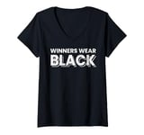 Womens Sports Winners Wear Black Tee Field Game Black Team spirit V-Neck T-Shirt