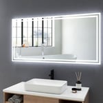 Meykoers Miroir lumineux 120x60cm Miroir de salle de bain Anti-buée, Miroir Mural avec Illumination 2 couleurs LED réglables, Interrupteur Mécanique