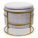 Pouf & Coffre de Rangement "Gorin" 43cm Argent