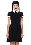 Leg Avenue 85562 Black/White Gothic Wednesday Darling Fancy Dress Costume Set (Small/Medium, 2-Piece) Addams Family, Size: S/M (UK 8-10)