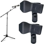 DHER 2 Pièces Clip de Pied de Micro, Pince de microphone universelle Ponce de microphone pratique Clip de Microphone Universel Clip Microphone pour Microphone sans Fil et à Main Support Diffusion