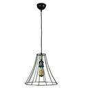 Lampe suspendue, lustre fil vintage Basket en métal peint par poudres anthracite style minimaliste industriel scandinave culot E27 LED pour cuisine, chambre, salon. Diamètre 31 cm.
