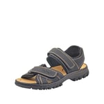 Rieker Homme Sandales 25051,Monsieur Sandales de Trekking,Sandales d'outdoor,Sandales de Sport,Double Fermeture Velcro,schwarz/01,42 EU / 8 UK