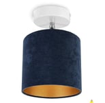 Light-Home Luminaires Intérieur - Plafonnier Salon Milan Collecte - Moderne Lustre pour Chambre, Salon, Cuisine - Applique 1-Lumières en Métal et en Tissu - Diamètre 15cm - Bleu Marine avec Blanc