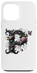 Coque pour iPhone 13 Pro Max Letter P Initial Floral Monogram Rose Pink Flower Butterfly