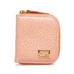 Fendi Womens Vintage FF Lock Coin Case Pink Calf Leather - One Size