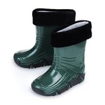 ESTRO Botte en Caoutchouc Enfant - Bottes Caoutchouc Enfant Botte de Pluie Fourrée Enfant Chaussure Pluie Enfant Bottes de Pluie Enfant Garcon ZW02 (29/30 EU, ZW02 Vert)