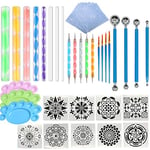 Fycooler Kit Mandala Peinture 41Pcs,Pochoir Mandala,Dotting Tools Ensemble d'outils de Peinture,Galet a Peindre Mandala,Utilisé pour Le Dessin de DIY de Peintures Rupestres et de Dessins Artisanaux