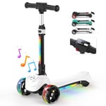 3 Wheel Electric Scooter Kids Ages 3-12, B2 Electric Scooter for Kids, 2 Speed Modes Up to10 KM/H, LCD Display & Bluetooth, Flash LED Lights, 3 Adjustable Heights, Foldable Kids Scooter, Gift for Kids