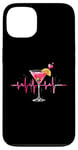 Coque pour iPhone 13 Verre à cocktail Motif battements de cœur Martini