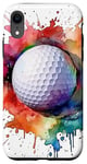 Coque pour iPhone XR Balle de golf sur les éclaboussures de peinture aquarelle