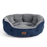 Bedsure Small Dog Bed Washable - Large Cat Beds for Indoor Cats and Puppy, Round Dog Bed Sofa for Medium Dogs with Slip-Resistant Bottom, Navy, 63x53x20cm