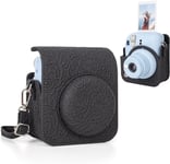 Instax Mini 12 Étui pour appareil photo Fuji Mini 12 Instant Film ¿ Étui de protection en cuir PU dans différents motifs avec bandoulière réglable, Noir , Étui pour appareil photo