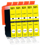 Supply Guy 5 Ink Cartridges compatible with Canon CLI-521 (Yellow) for Canon Pixma IP3600 IP4600 IP4600-X IP4700 MP540 MP550 MP560 MP620 MP630 MP640 MP640-R MP980 MP990 MX860 MX870