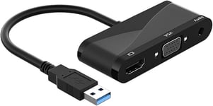 Adaptateur VGA 1080p compatible USB 3.0 vers HDMI et sortie de synchronisation VGA avec prise audio 3,5 mm