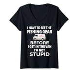 Womens funny fishing, fisherman, fishing, see the gear fishing V-Neck T-Shirt