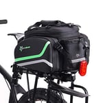 ROCKBROS Sacoche Velo Porte Bagage Arriere Étanche 10-35L, Cyclisme Sac de Rangement Arrière Pliable de Vélo Route Portable Panier avec Housse de Pluie Noir Vert, Motif 2