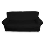 BIANCHERIAWEB Magic Lot de 2 Housses de Coussin élastiques pour canapé de 50 à 60 cm avec Profondeur d'assise de 65 cm, Anti-Taches et Anti-Poils Noir