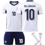 25 säsong England hemma vit nr 10 Bellingham fotbollstema tröja set vuxen barnstorlek No. 10 Bellingham 22（120-130CM)