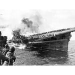 WWII War Attack USS Battleship Franklin 1945 Photo Large Wall Art Poster Print Thick Paper 18X24 Inch