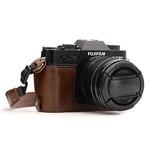 MegaGear MG958 Ever Ready - Demi Étui en Cuir avec Bandoulière Compatible avec Fujifilm X-T30, X-T20, X-T10 - Marron Foncé