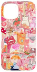 Coque pour iPhone 15 Preppy Pink Whimsy Collage Mode & Fun Illustration Mix