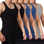 FALARY Débardeur Homme Lot de 5 Maillot de Corps 100% Coton Toutes Les Tailles et Les Couleurs Noir Bleu Gris S