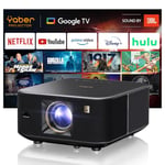 【1600 ANSI/Google TV 11.0】Smart Projector with 7000+ Built-in Apps,Sound by JBL,Yaber K3 WiFi6 Bluetooth Projector,Auto Focus/Keystone,Dolby Audio,Netflix,50% Zoom Movie Projector for Home,Outdoor