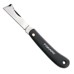 Fiskars Couteau à écussonner, Longueur totale: 17 cm, Acier inoxydable, Noir, K60, 1001625