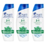 Head & Shoulders Menthol Fresh 2 en 1 Shampoing Antipelliculaire 12x300ml; Jusqu'à 100% des Pellicules Éliminées, Cliniquement Prouvé; Tous Types de Cheveux; Usage Quotidien; Parfum Frais Menthe