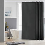 Petit Rideau de Douche Gris Foncé Anti Moisissure Tissu en Polyester Imperméable Rideaux de Douche Textile Lavable pour Baignoire ou la Salle de Bain 10 Crochets de Rideau Douche-150x180cm.