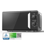 COMFEE' 19L 700W Black and Mirror Mini Microwave Oven, Compact Design, InverTech and Quick Defrost Function, 5 Cooking Power Levels with Kitchen Manual Timer - Mirror Design CMO-MP012ND(MB)