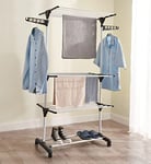 Vivo Technologies Clothes Drying Rack 4-Tier Folding Clothes Airer,Metal Laundry Drying Rack Collapsible Clothes Rack, Indoor-Outdoor with Foldable Wings Dryer Hanger Rack Black