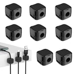 8 Pièce Support De Câble Magnétique, Clips Câble Organisateur De Câbles Magnétique, Range Cable Bureau, Fournitures De Bureau, Pour Câble Chargement Usb,Câbles D'Alimentation(Noir)