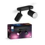 Philips Hue White & Color Ambiance Fugato Spot 2 FLG. Black 2x350lm, dimmable, 16 Million Colours, app-controllable, Compatible with Amazon Alexa (Echo, Echo Dot)