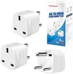 3-Pack UK to India Plug Adapter,SHUOMAO UK to 3 Pin Indian/Pakistan/Sri Lanka D