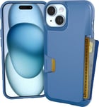 Smartish Étui Portefeuille pour iPhone 15 – Portefeuille Slayer Vol. 1 [Fin + Protecteur] Porte-Cartes de crédit – Étui pour Carte caché testé Contre Les Chutes Compatible avec Apple iPhone 15 – Bleu