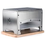 Louis Tellier - Barbecue de Table pour Extérieur – Portable – Grill Charbon - Qualité Professionnelle - Stable – Compact et Sécurisé – Inox - 33 cm x 22 cm x 21,5 cm - Fabriqué en France