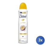 3x Dove Deodorant Spray 150 Ml. Go Fresh Passion Fruit