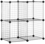 Amazon Basics - Lot de 4 cubes de rangement en fil métallique, Noir, 36.98 x 76.96 x 76.96 cm