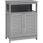 Meuble de rangement pour salle de bain meuble sur pieds en bois avec placard 2 portes pour salle de bain salon chambre 60 x 30,5 x 80 cm gris