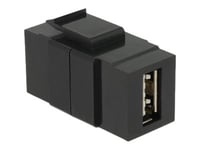 Delock Keystone Module - Usb-Adapter - Usb (Hona) Till Usb (Hona) - Usb 2.0 - Reversibel A-Kontakt - Svart